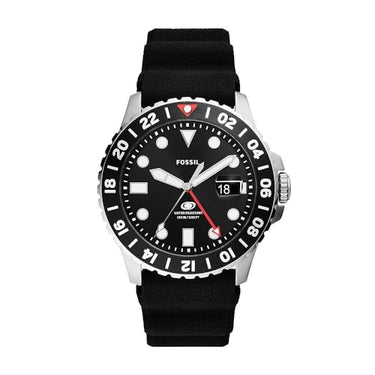 Fossil Blue uhr für Herren, GMT Uhrwerk mit Edelstahl- oder Lederarmband, Blau, 46 im Sale